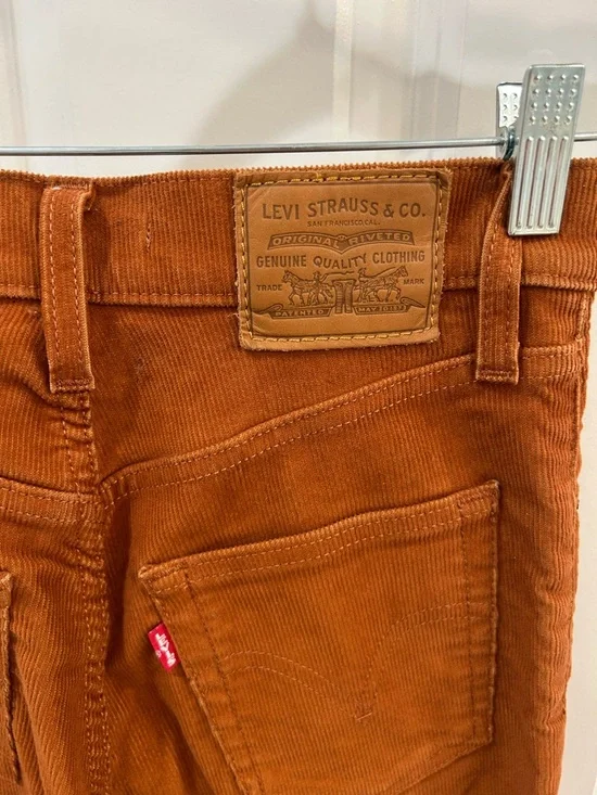Levi's Premium Ribcage Flare Corduroy Pants Burnt Orange Rust High Rise Size 24 - Picture 9 of 15